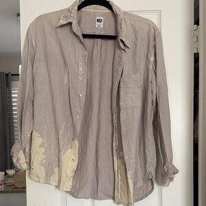 NSF Vintage Beige and Cream Button-Up Shirt